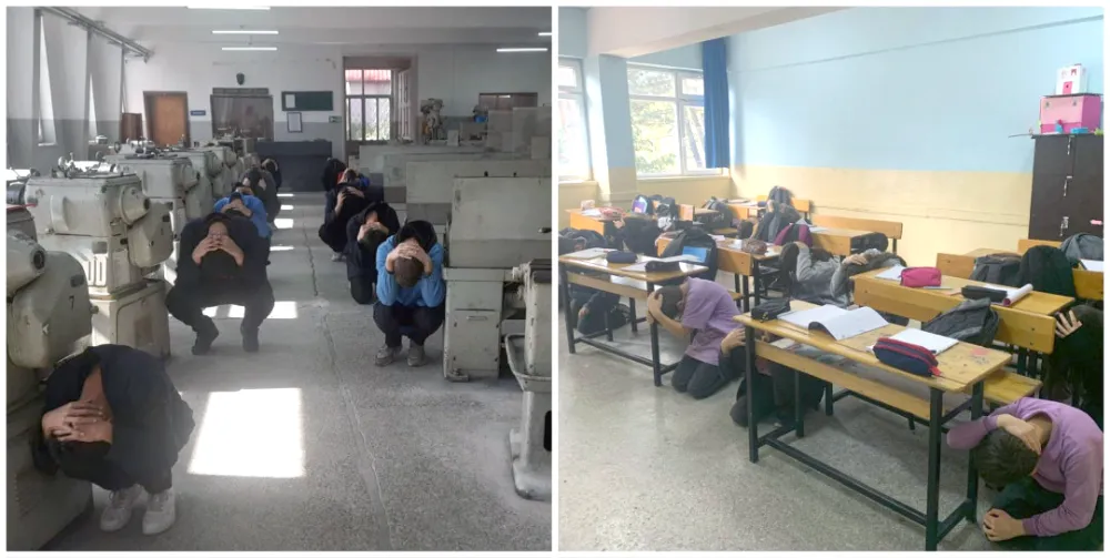 Okullarda eş zamanlı deprem tatbikatı yapıldı