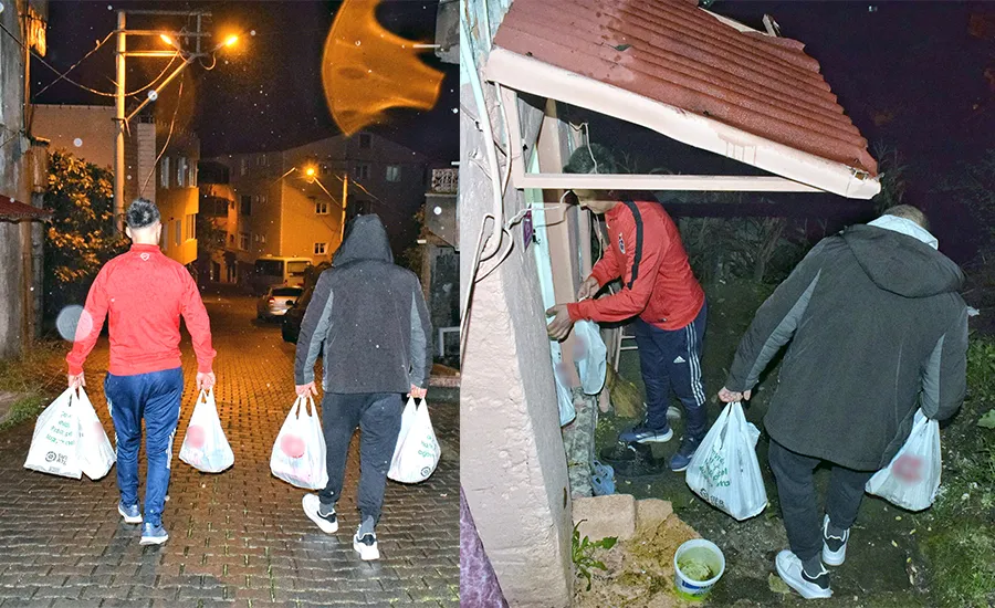 Gazipaşalılar kapı kapı gezerek kumanya dağıttı