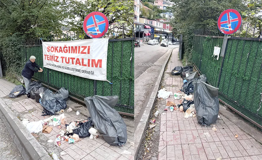 İncivez’de çöp rezaleti… Muhtar isyan etti…