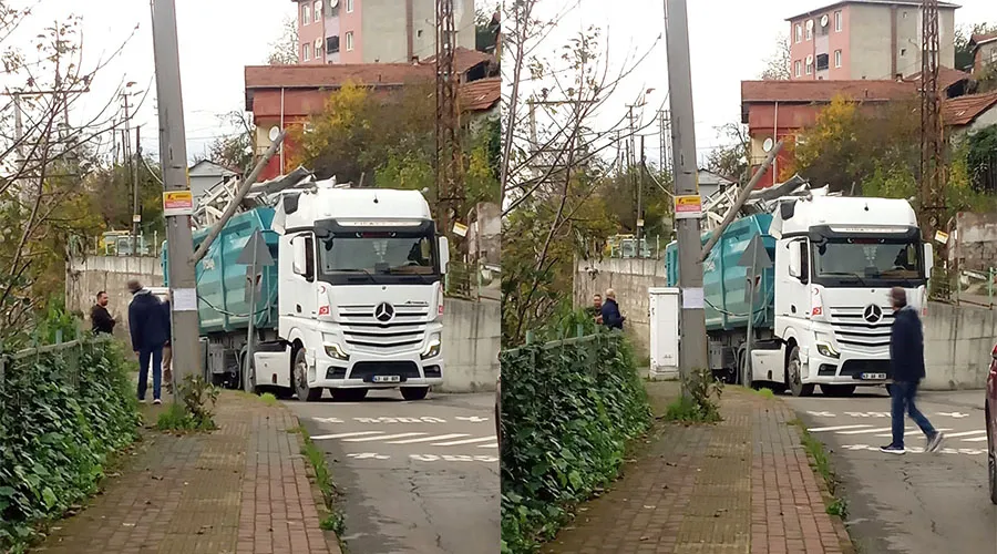 Kozlu’da kaza… TIR direği devirdi, telleri kopardı...