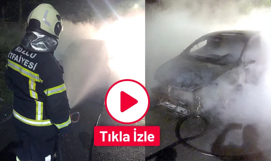 Kozlu’da korkutan yangın… Otomobil alev alev yandı…