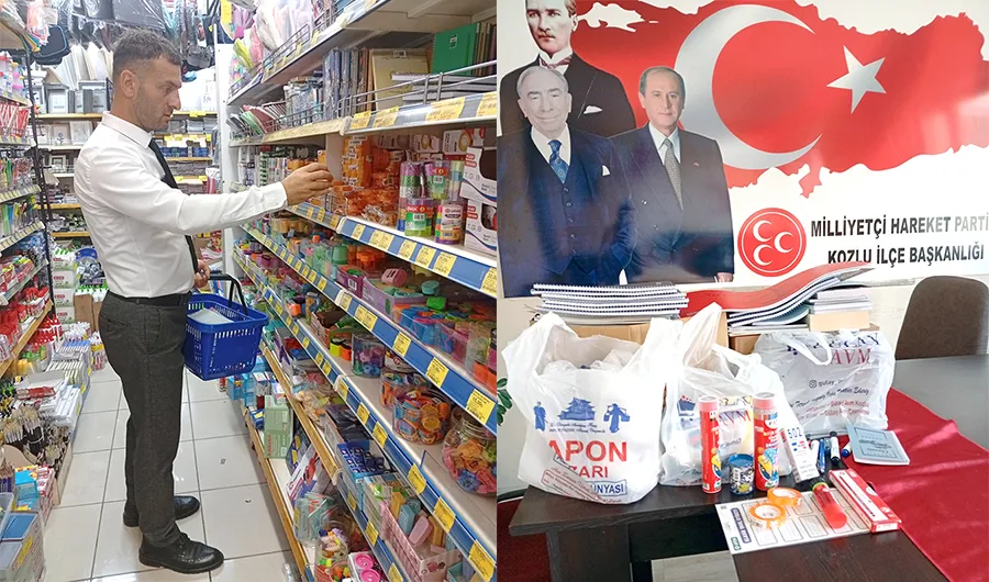 MHP’li Karali ve ekibi çocuklara kırtasiye desteği verdi